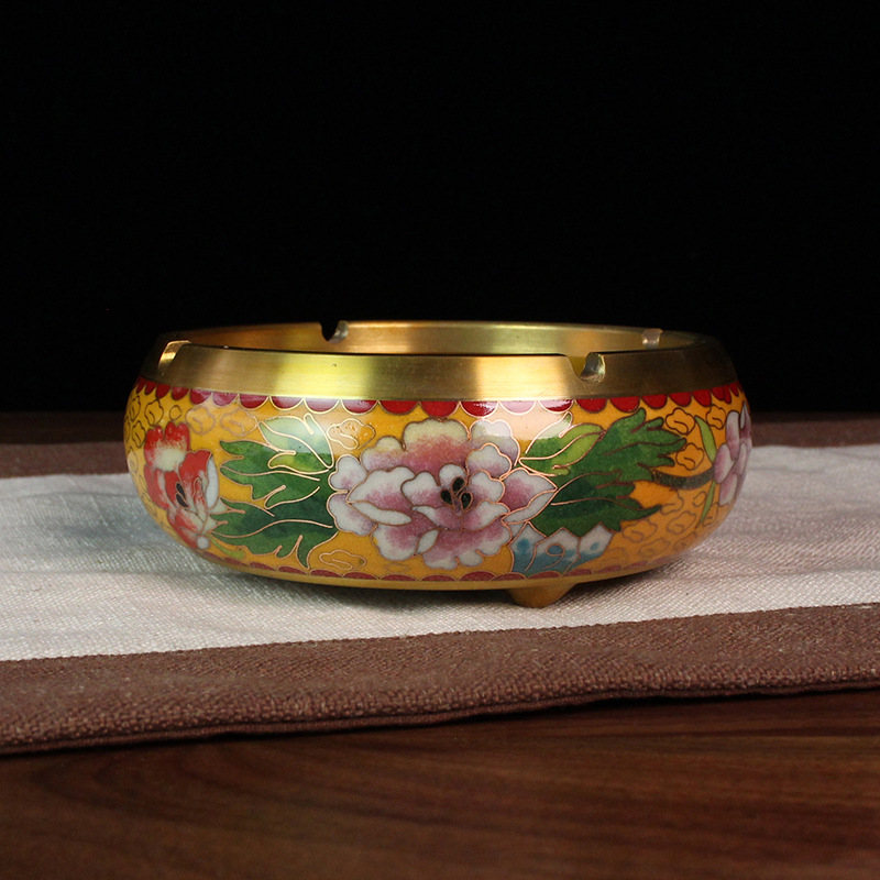 Beijing Cloisonne craft cultural gift and decorative items, traditional cast copper filigree low-temperature enamel ashtrays pic 15