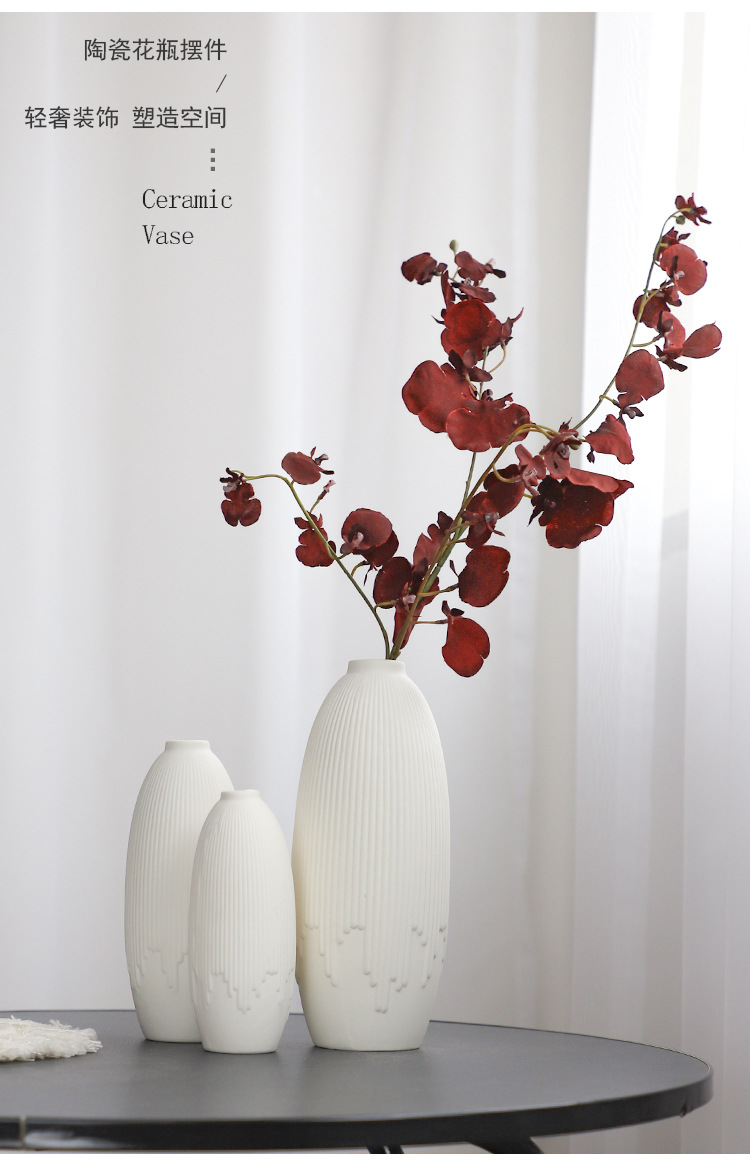 2026 Modern and simple ceramic vase, creative home decoration, unfired white flower arrangement, striped flower vases, desktop business gifts pic 2