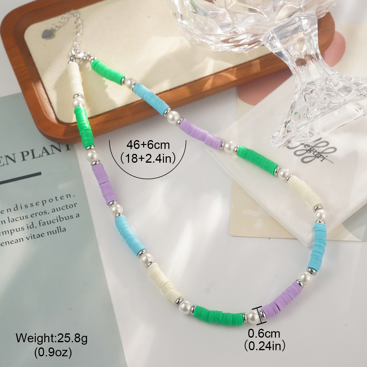 Candy-colored heart-shaped beaded necklace, summer dopamine smiling face heart-shaped collarbone chain, colorful color-blocking niche sweater chain pic 37