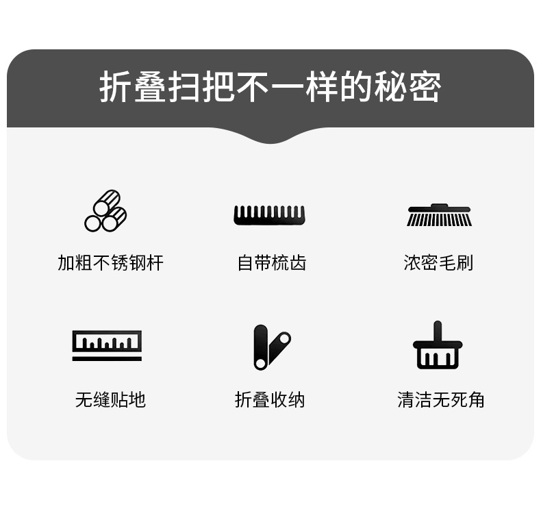 Broom and dustpan set, household folding, thickened, large, windproof, non-stick to hair, broom teeth, water scraper, sweeping wonder pic 2