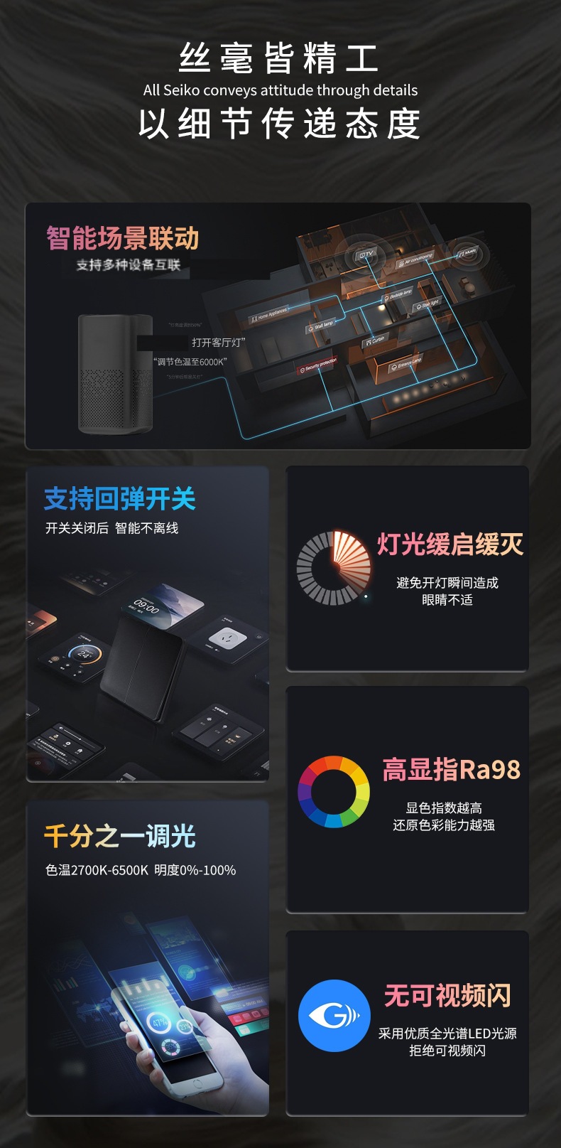 智能调光led射灯嵌入式家用COB深杯防眩小山丘全光谱客厅天花筒灯详情9