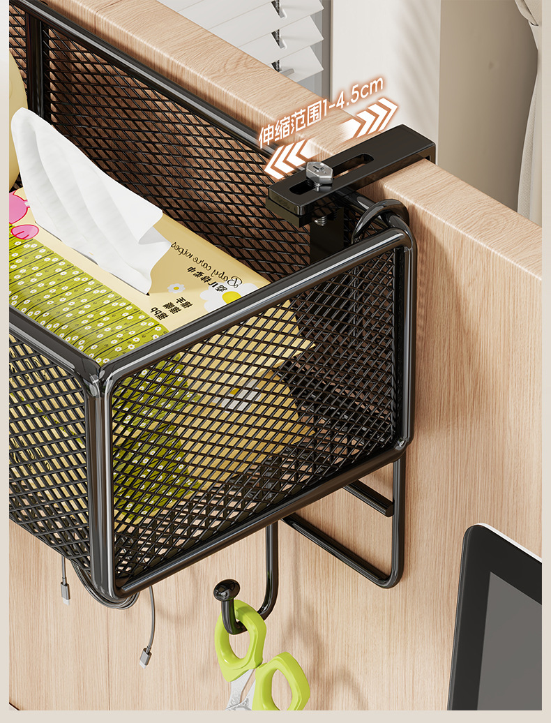 Desk storage rack, workstation desktop organization wonder, adjustable hanging basket, hanging storage box, countertop hook rack pic 7