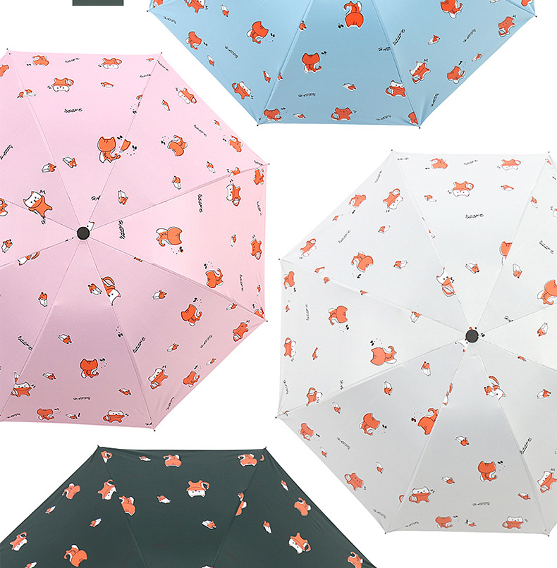 Black rubber sun protection, UV protection, sunshade, folding, all-weather and cute umbrella, can be printed with logo advertising umbrella pic 22