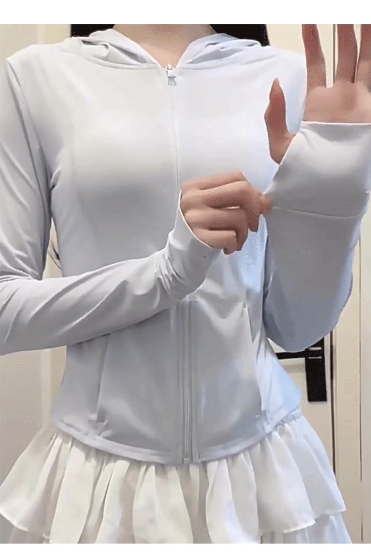蓝色冰丝防晒衣女款夏季2025新款修身上衣瑜伽服外套防紫外线凉感详情26