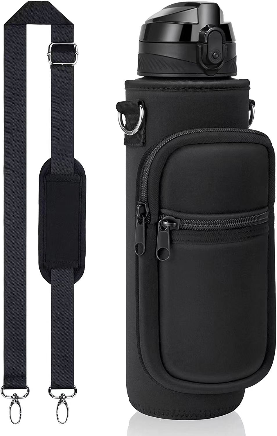 Wholesale SBR diving material outdoor sports water bottle cup covers, hand-held shoulder strap portable thermos flask protective covers from the manufacturer pic 25