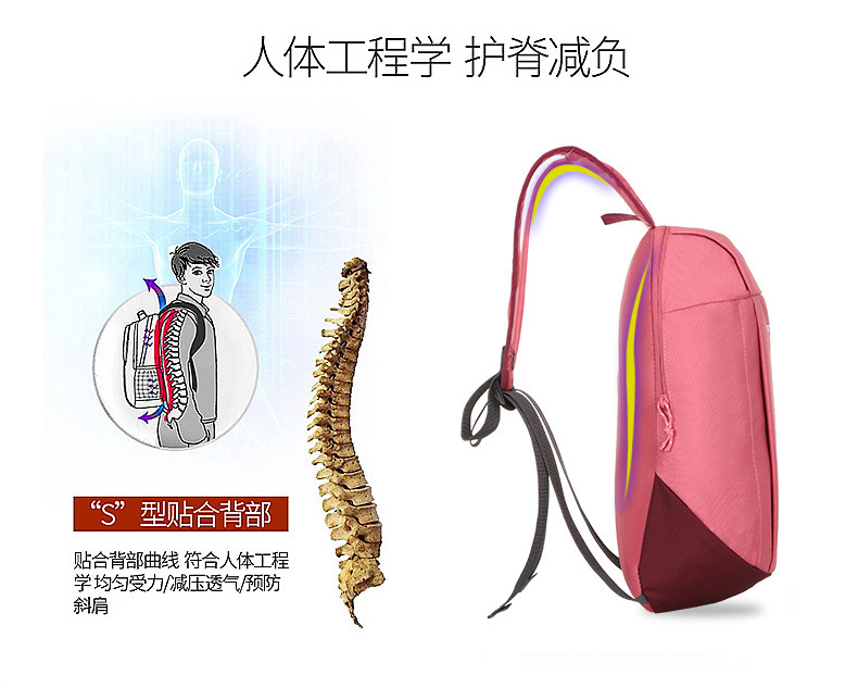 迪卡侬 日背包双肩包男女 休闲旅行迷你双肩背包 小书包10L可代发详情5