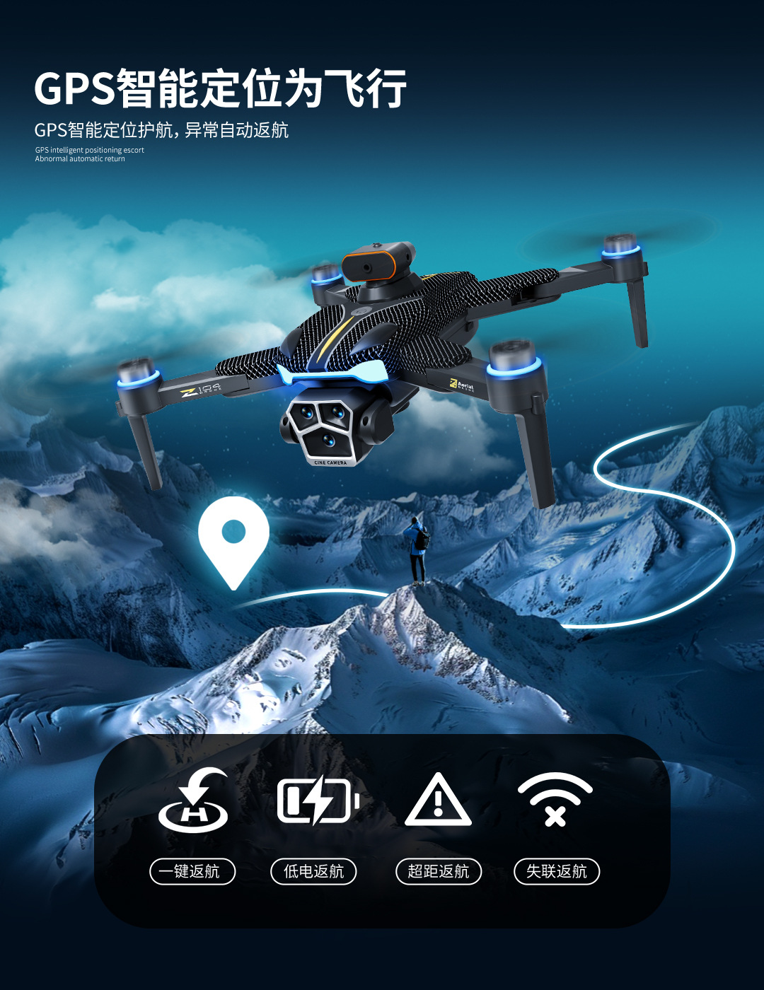 Z104 drone GPS return high-definition aerial photography aircraft with screen remote control obstacle avoidance, electrically adjustable remote control aircraft toy pic 4