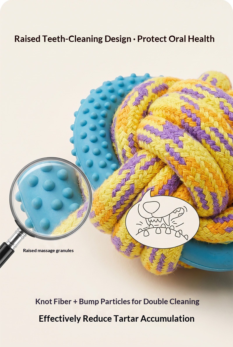 Macaron multi-color pet drawstring knot toy, wear-resistant cotton rope, dog to relieve boredom, teeth grinding, biting pet daily necessities pic 11