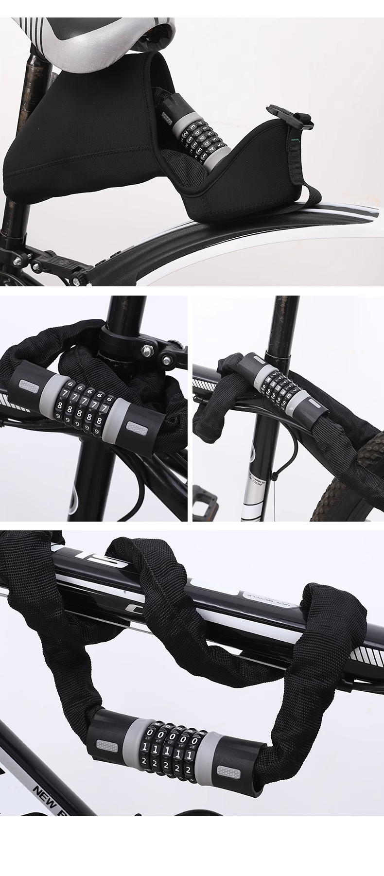 Bicycle lock, riding equipment, combination lock, motorcycle anti-theft portable lock, electric bike mini chain lock, bicycle lock pic 29