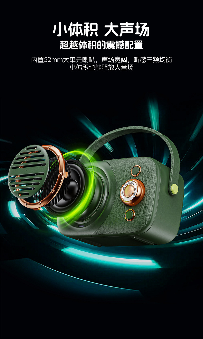 Cross-border direct supply mini retro gift portable Bluetooth speaker, creative hand-held USB flash drive card insert small speaker in stock pic 4