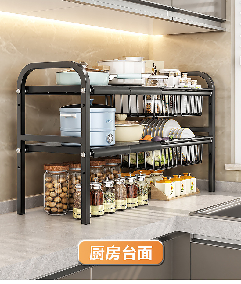 东南日韩爆款厨房下水槽伸缩置物架橱柜分层收纳架洗手盆下方收纳详情17