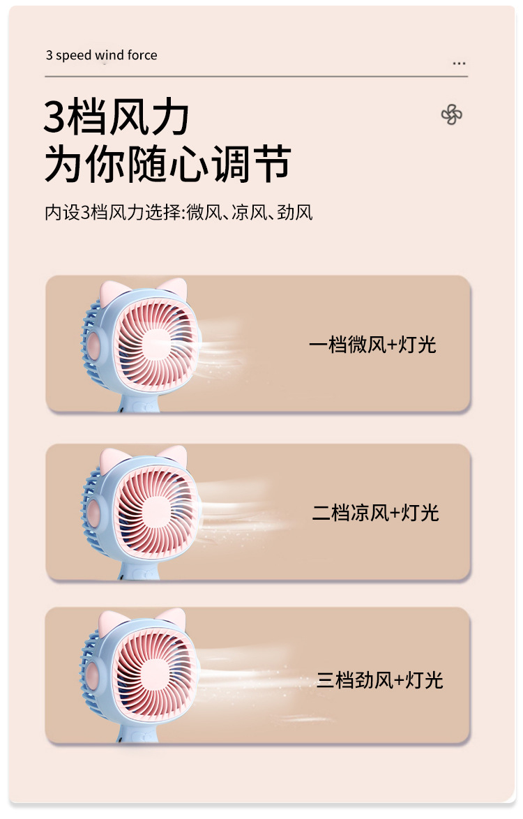 手持小风扇桌面风扇卡通迷你电风扇usb充电款学生随身便携式礼品详情8