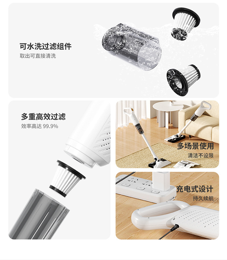New cross-border wireless vacuum cleaner with all-in-one suction and mopping function, household handheld rechargeable high-power vacuum cleaner, high power pic 3