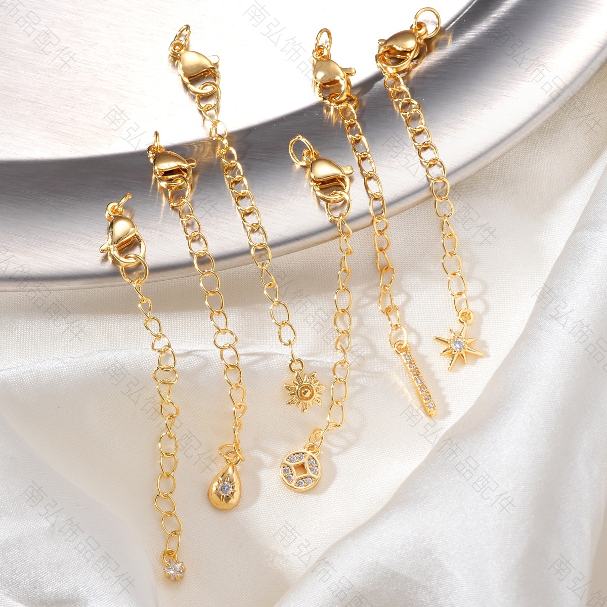 18k color-preserving copper gold-plated pearl necklace, extension chain spring buckle, high-end lobster buckle, DIY handmade jewelry accessory pic 2