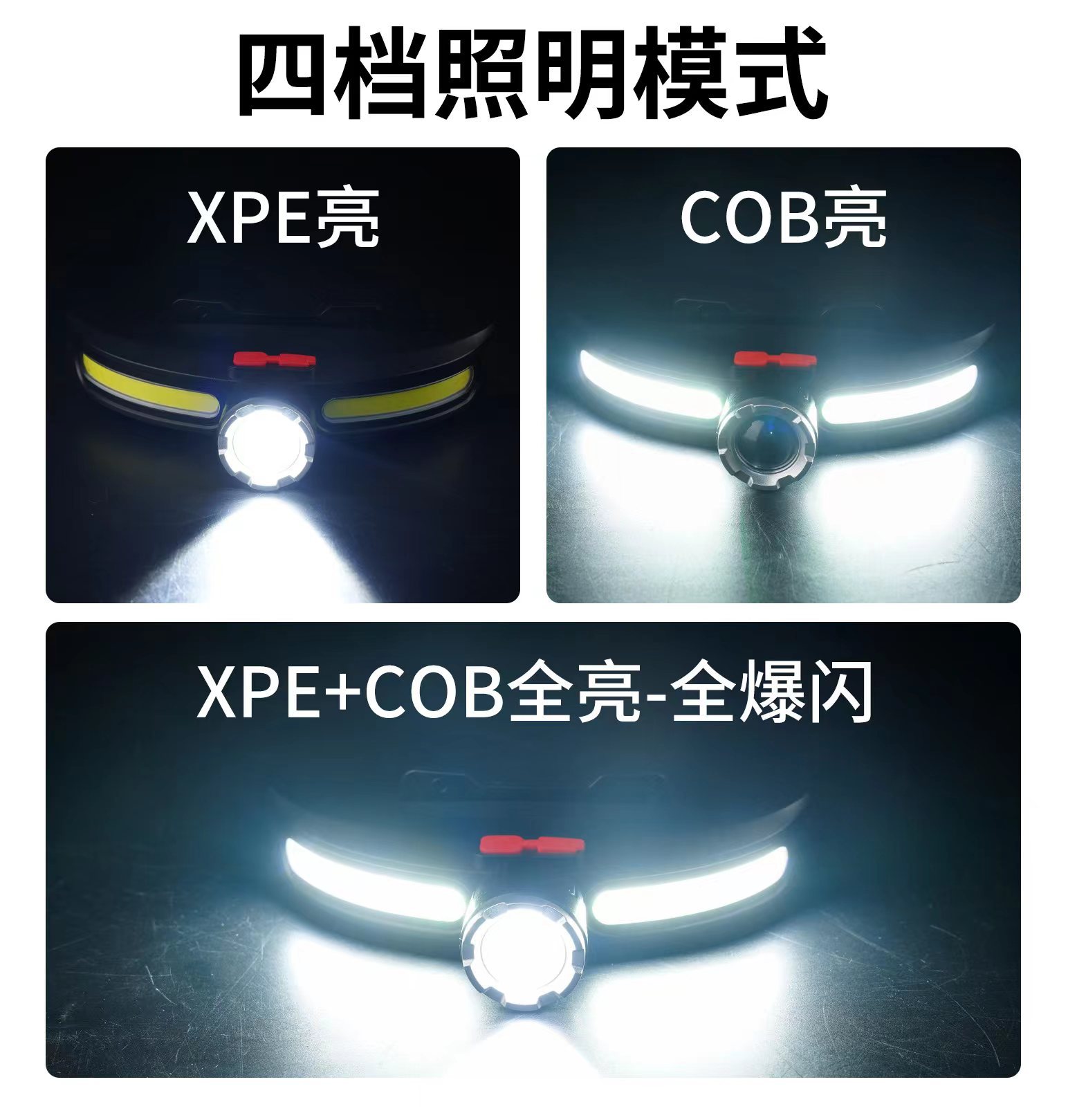 New cross-border multi-functional COB floodlight, led outdoor cycling, night running and night fishing light, USB charging strong bald light pic 3