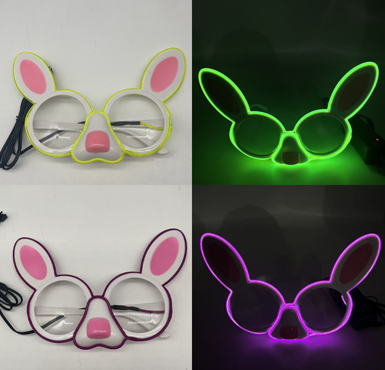 LED兔子发光EL兔耳朵发光眼镜 KTV电音节万圣节闪光气氛蹦迪排队狂欢舞台节目表演道具详情10