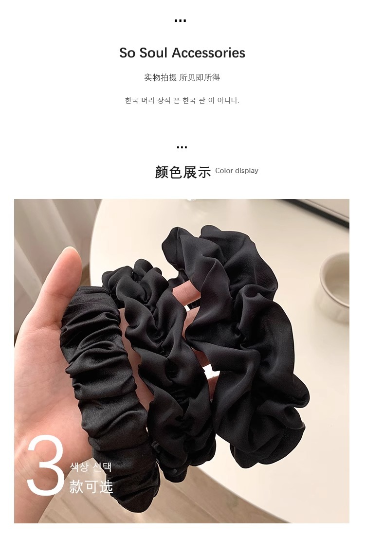 High-end, light luxury hair band for women, high head, pleated facial cleanser, silk large intestine hair band, hair accessories, headwear, headband wholesale 02 pic 10