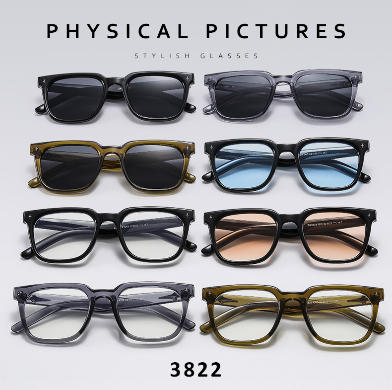 2025 new square-framed sunglasses, UV-blocking sunglasses, street style fashion and internet-famous glasses pic 5