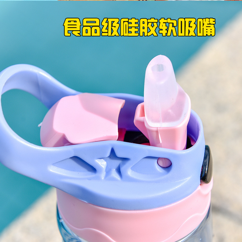 大容量亮仔塑料杯儿童星星吸管水杯夏季运动男女卡通鸭嘴杯幼儿杯详情7