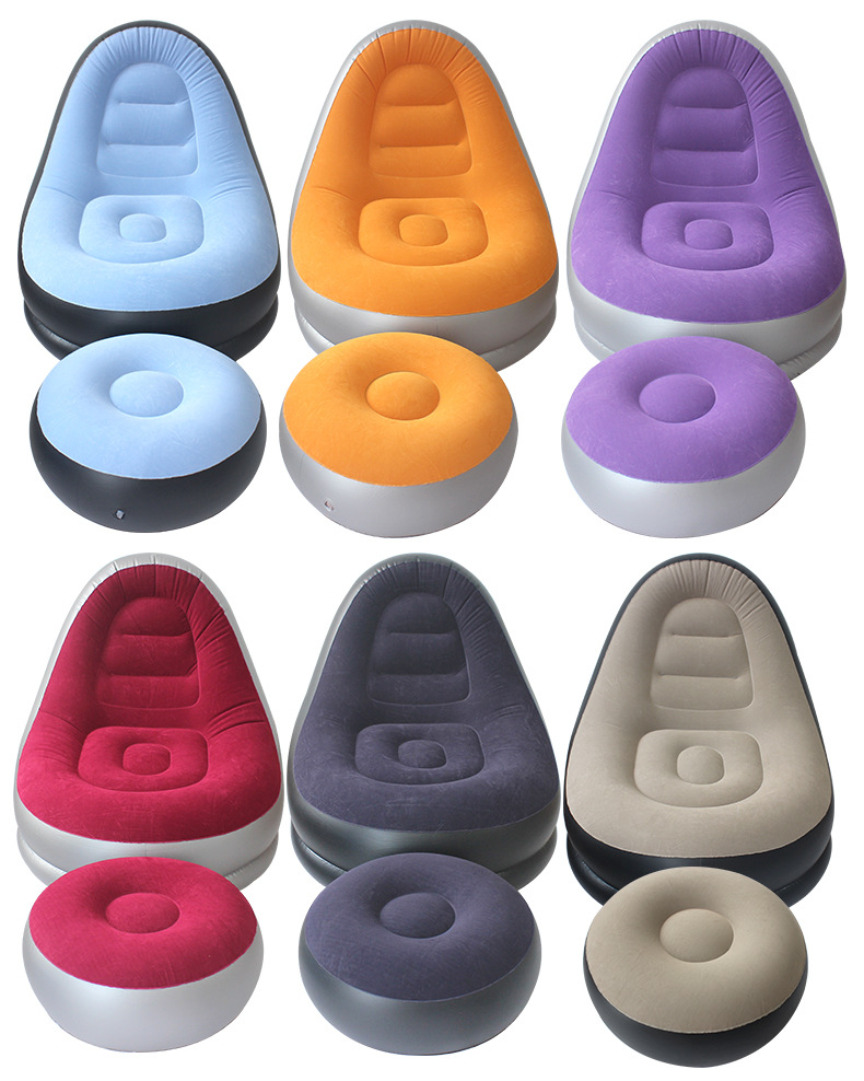 Foldable inflatable sofa chair with footrests and flocking, outdoor portable inflatable sofa, home lazy lounge chair sofa pic 6