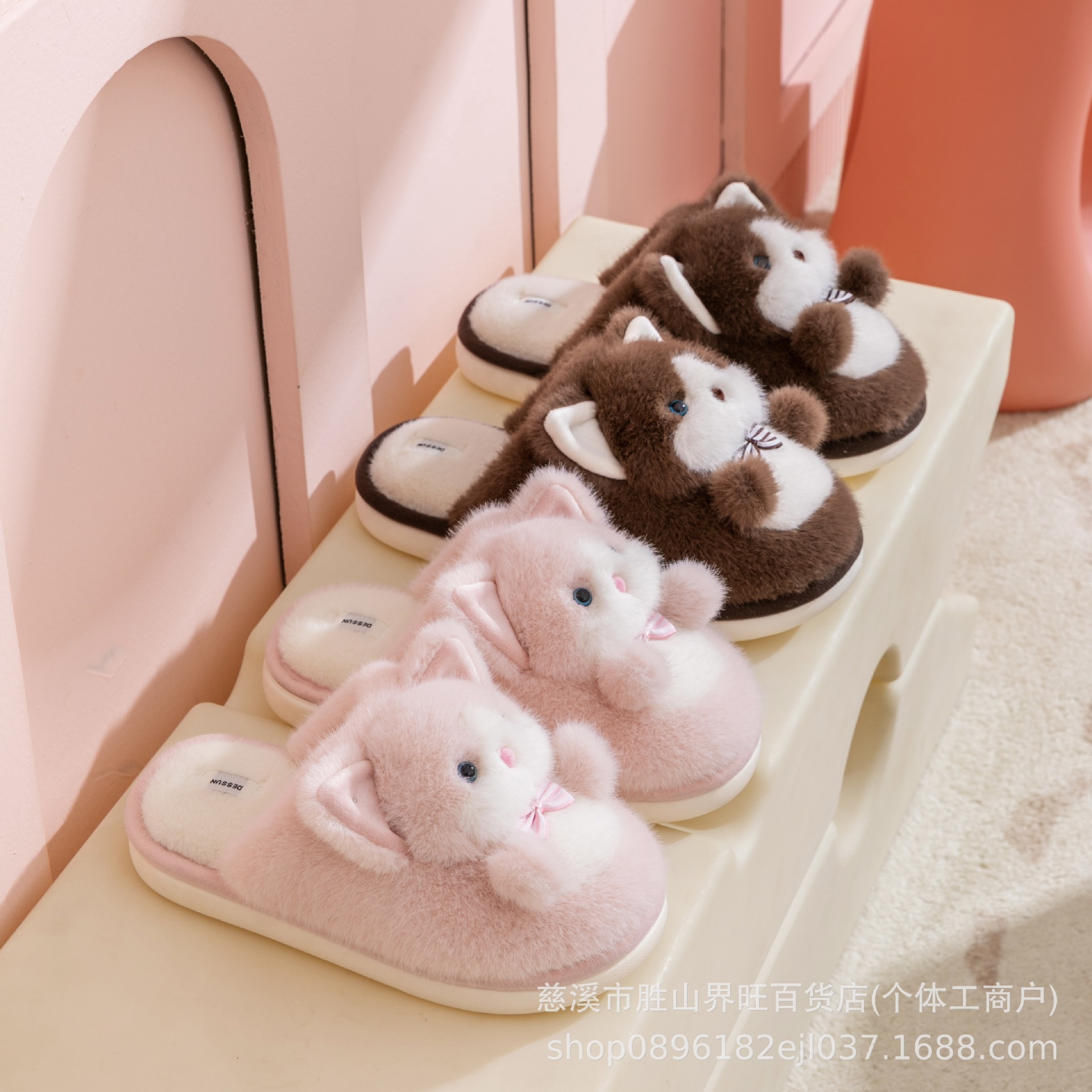 棉拖鞋女士可爱秋冬季2025新款室内家居小猫情侣毛绒保暖跨境外贸详情4