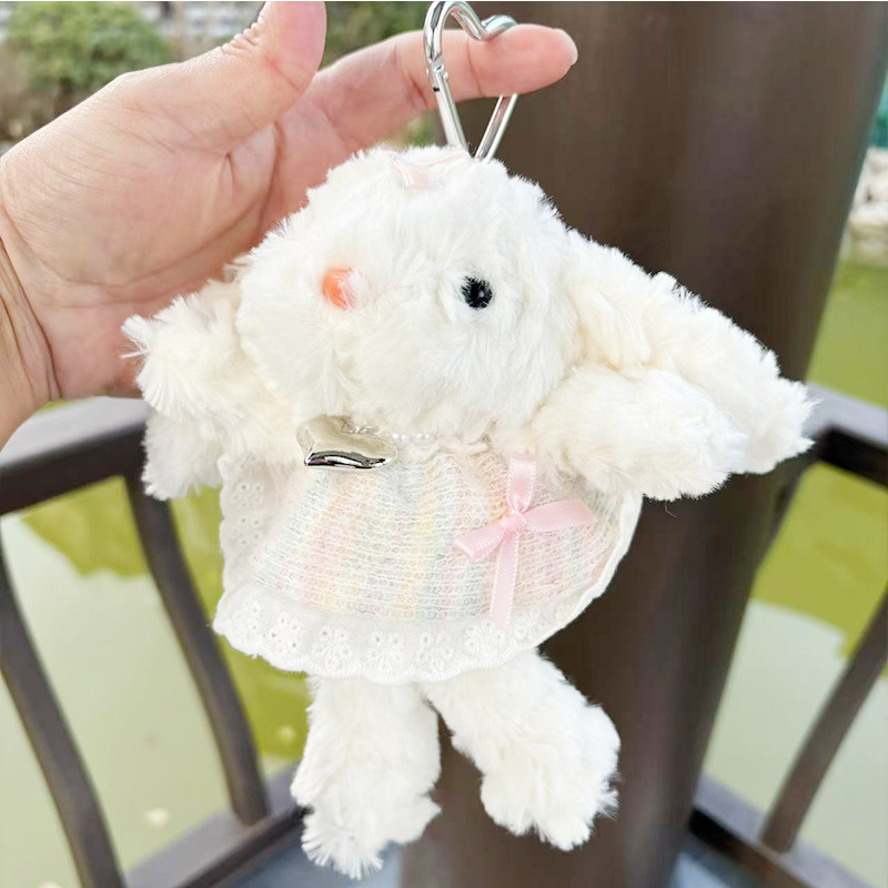 多巴胺格子长耳兔包包挂件小饰品可爱钥匙扣公仔玩偶兔子毛绒玩具详情11