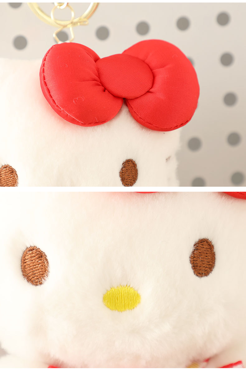 Sanrio official Hello Kitty plush toy, cute cat schoolbag doll, small pendant, KT cat keychain doll pic 6