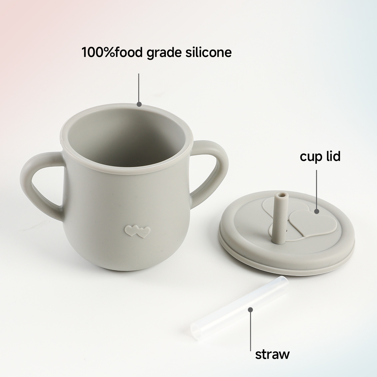 亚马逊吸管杯婴儿硅胶爱心水杯学饮杯耐摔耐高温儿童杯防摔水杯详情3