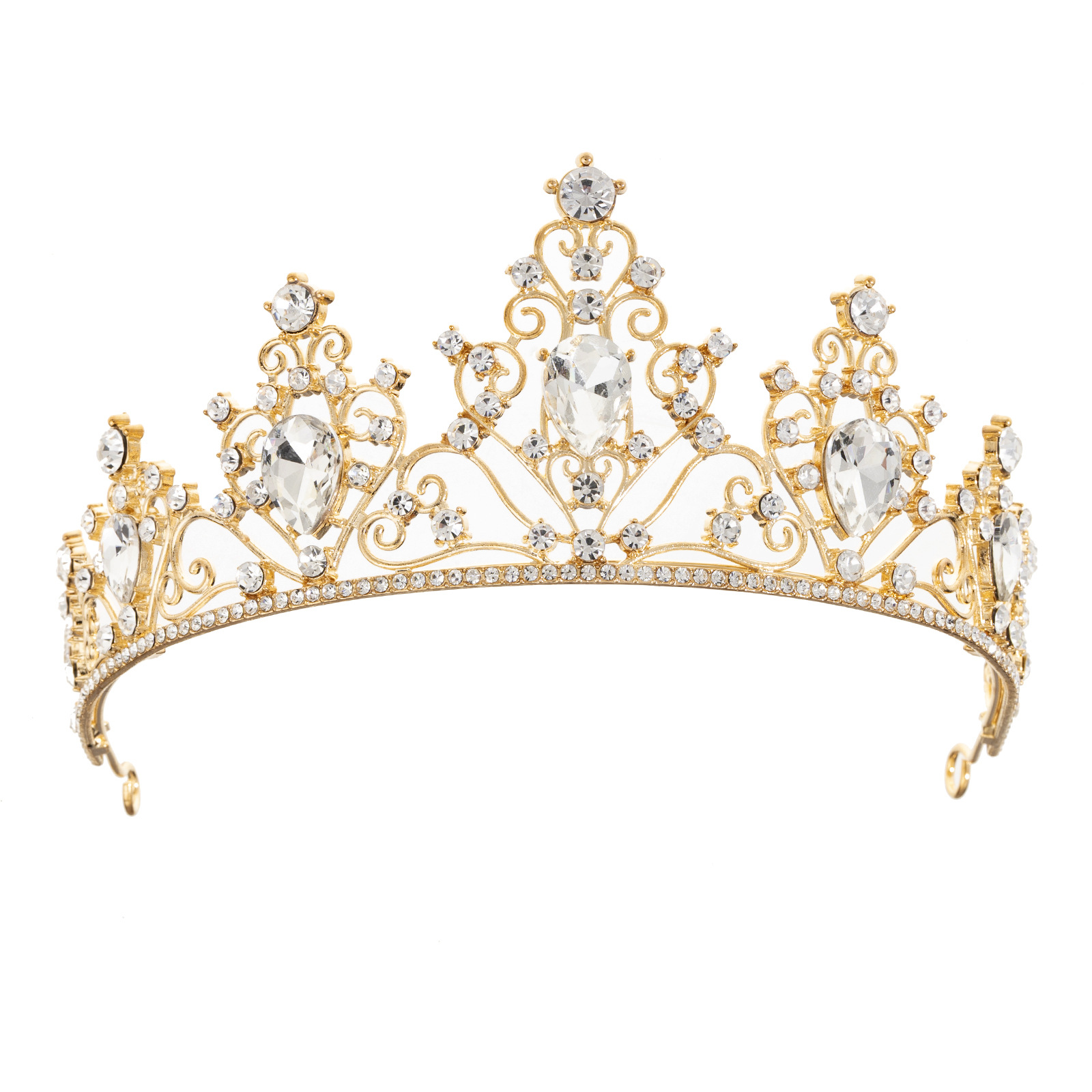 Cross-border trade European and American bride alloy rhinestone crown hair accessory, ball and banquet diamond-encrusted grand crown headwear factory direct sales headwear pic 6