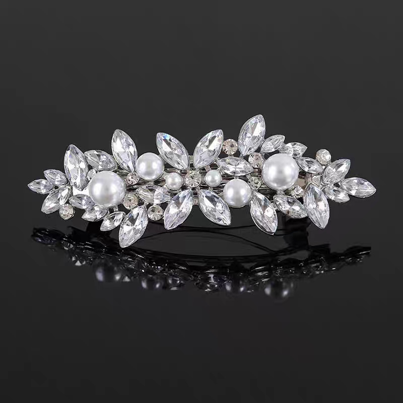 Wholesale of new cross-border elegant and stylish spring clips, alloy hair clips, rhinestone, Korean version of the back of the head ponytail clip headwear pic 19