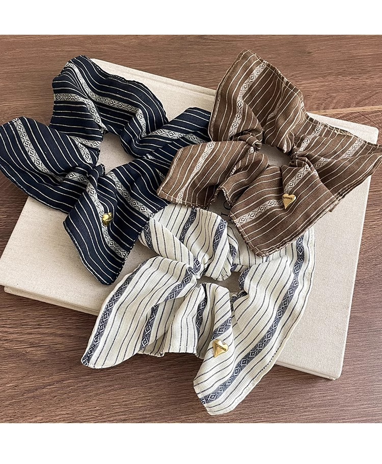 复古方形条纹大肠发圈女秋冬扎头发低马尾发绳高弹力耐用头绳皮筋详情20