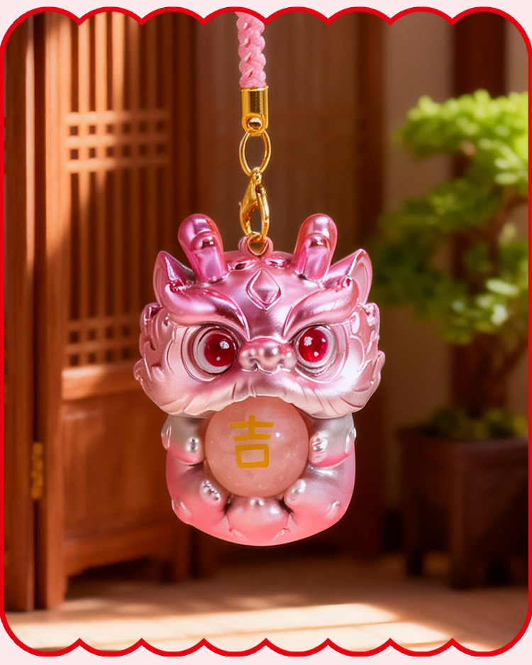 Wholesale of auspicious beast blessing energy pendant blind box, cartoon cute lion dance backpack decoration accessories, car and vehicle pendant pic 16