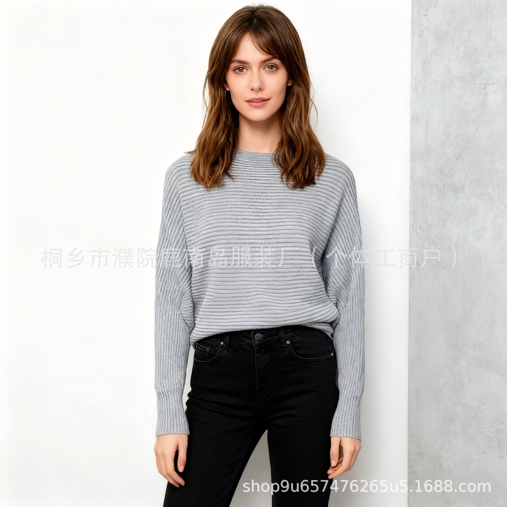 A loose knitted sweater with a one-shoulder collar and bat sleeves in stock. It's a great recommendation for women. You can come and buy it pic 12
