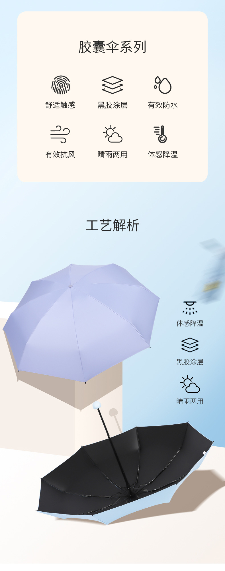 五折迷你胶囊遮阳伞户外便携折叠礼品伞晴雨两用太阳伞定logo广告详情5