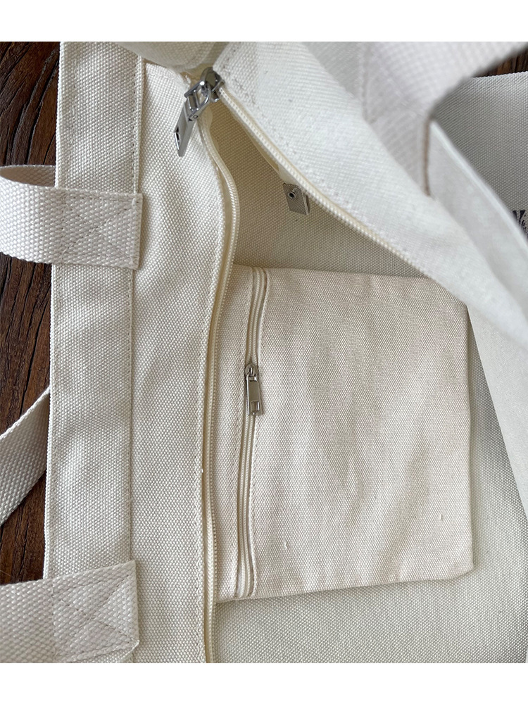 文艺风帆布包包大容量拉链单肩包外出手提袋便当包通勤妈咪包详情14