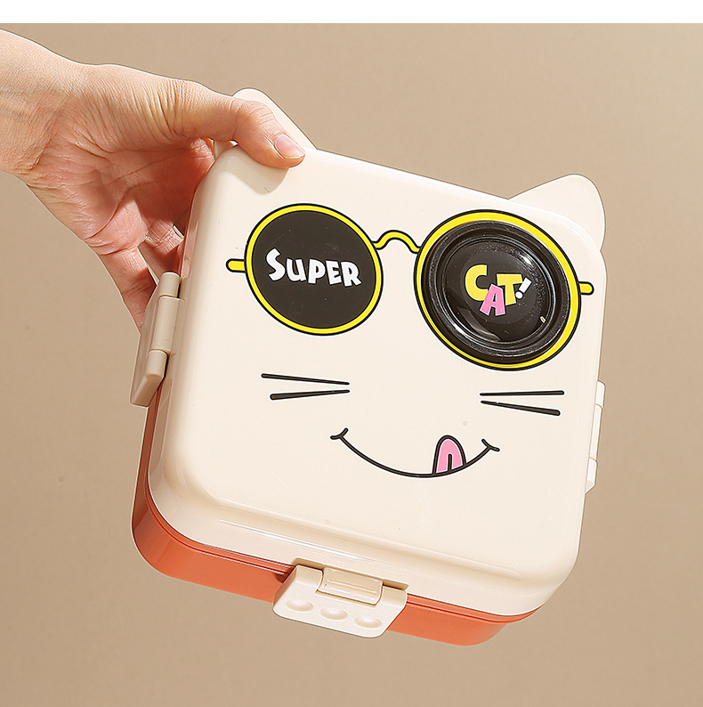 Cute and adorable kitten fruit salad box, lunch box, outdoor picnic compartments, student campus lunch box pic 4