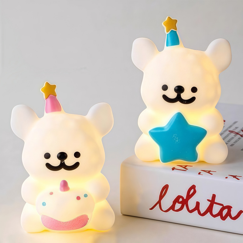 搪胶线条小狗氛围感小夜灯儿童卧室床头睡眠灯小台灯送女生朋友礼物详情4