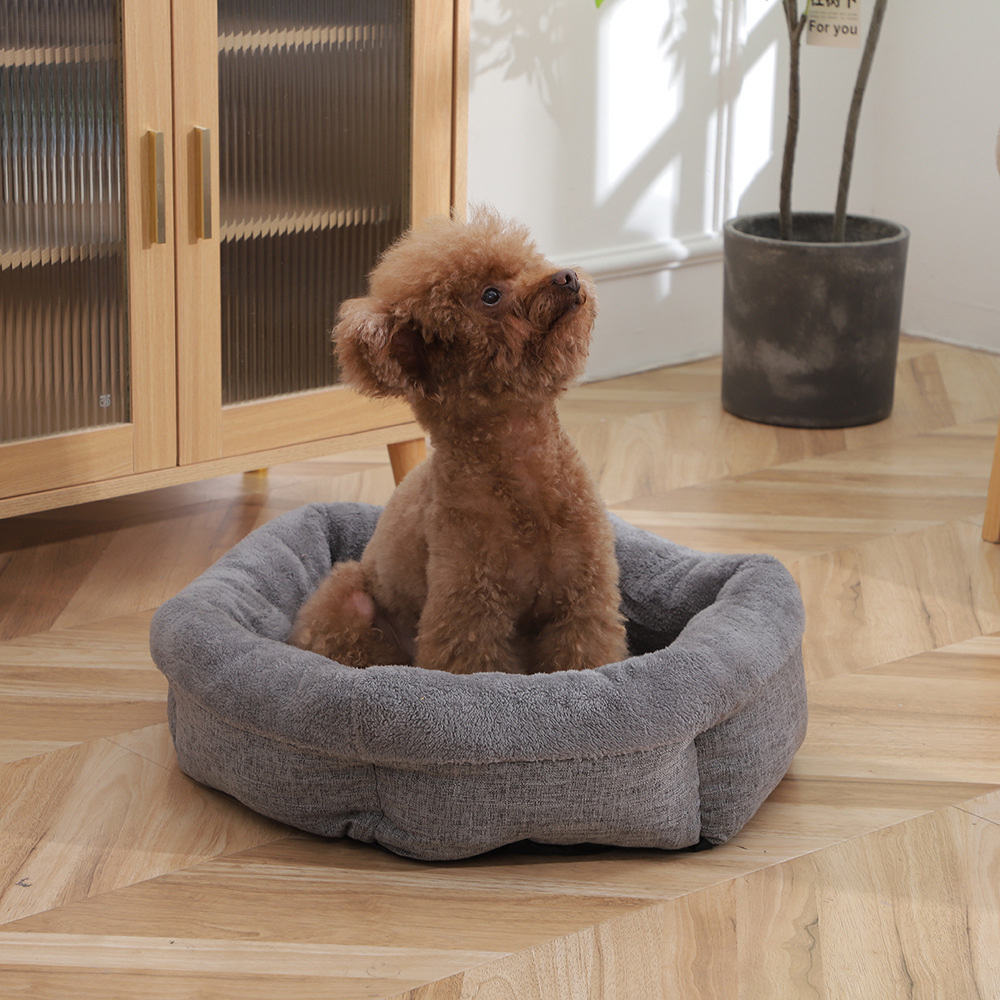 Winter thickened plush pet sleeping beds that can be disassembled and washed, Arctic fleece upturned cat beds, thickened PP cotton dog beds wholesale pic 5