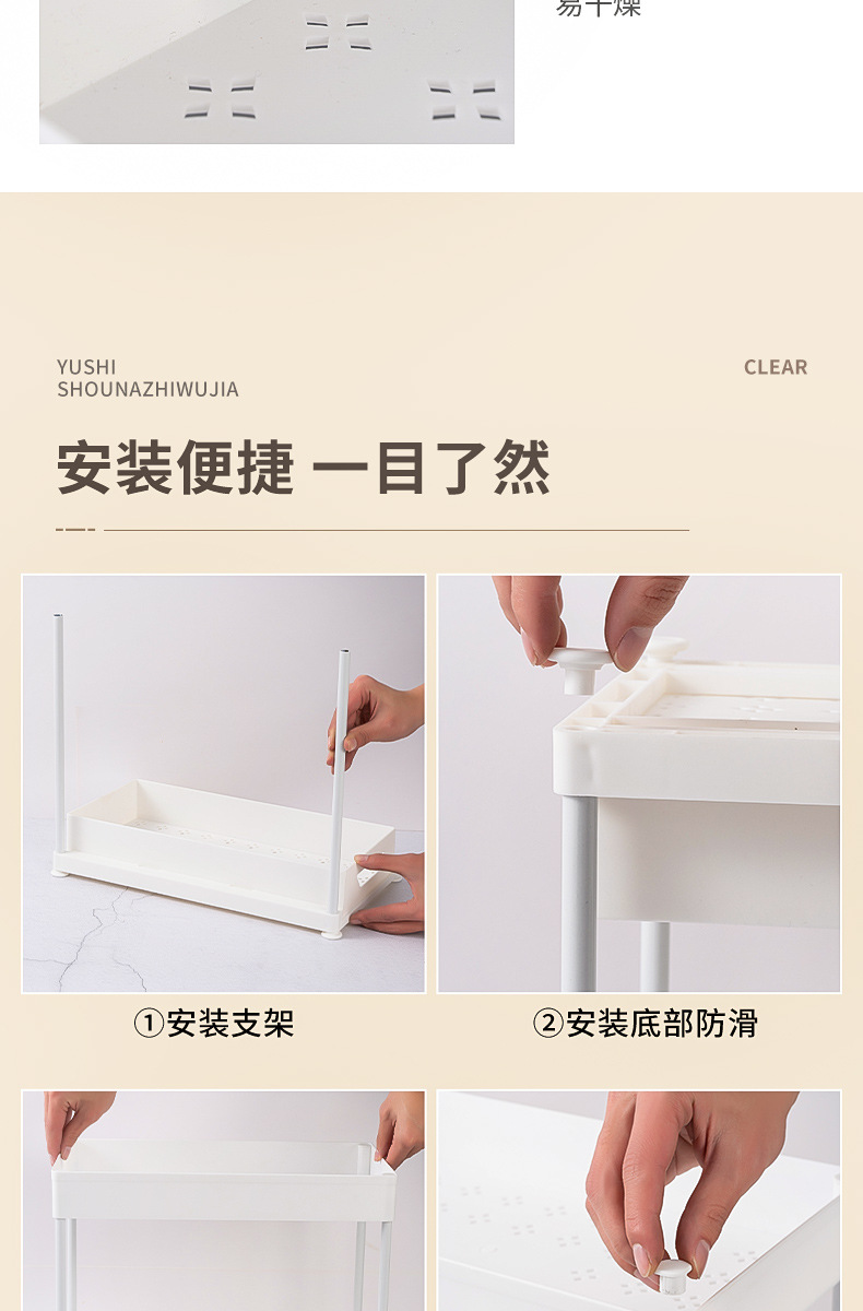 Cross-border double-layer plastic kitchen acrylic storage rack, multi-functional kitchen and bathroom draining basket, sink storage box for storage pic 38