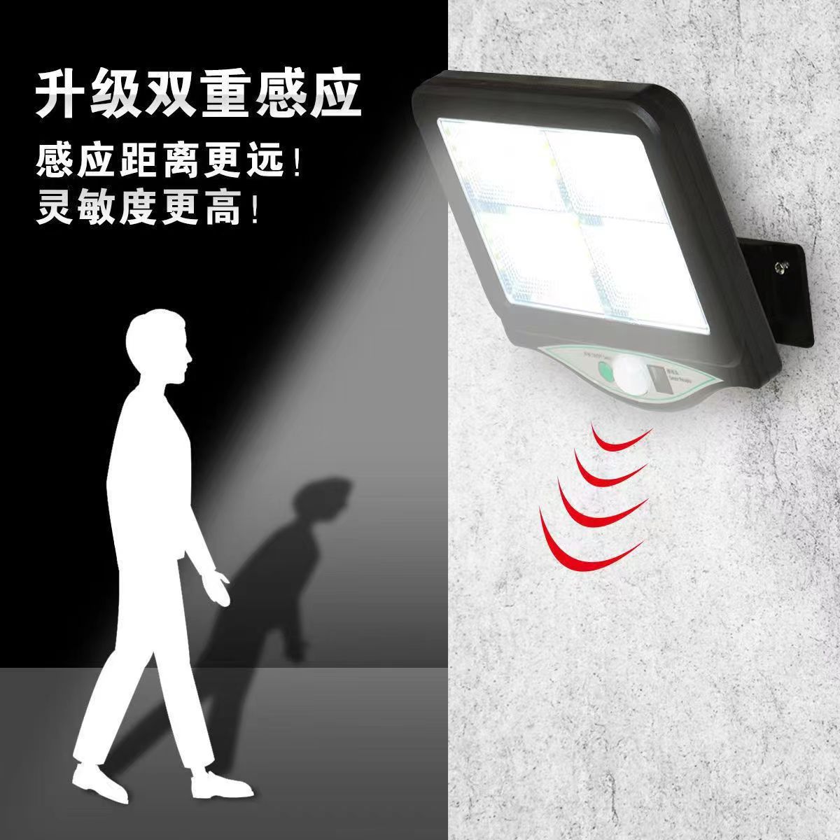 跨境分体式遥控太阳能感应小路灯庭院户外感应灯壁灯太阳能感应灯详情9