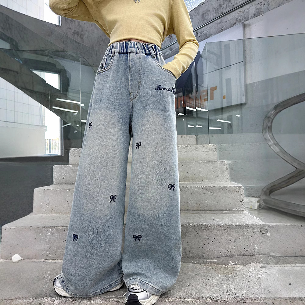 女童牛仔裤子春秋新款网红中大童宽松女孩单裤春秋夏季直筒阔腿裤详情18