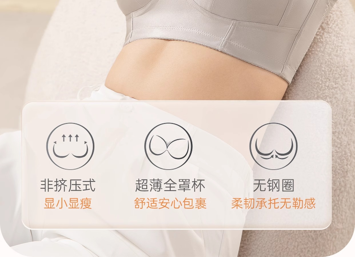 全罩杯大码无痕内衣大胸显小胸调整型收副乳防下垂女薄款矫正文胸详情8