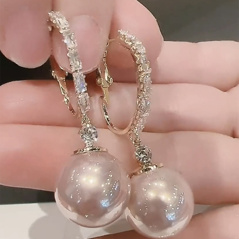 银针锆石圆圈珍珠款耳环女高级感轻奢风几何耳圈精致法式复古耳饰详情7