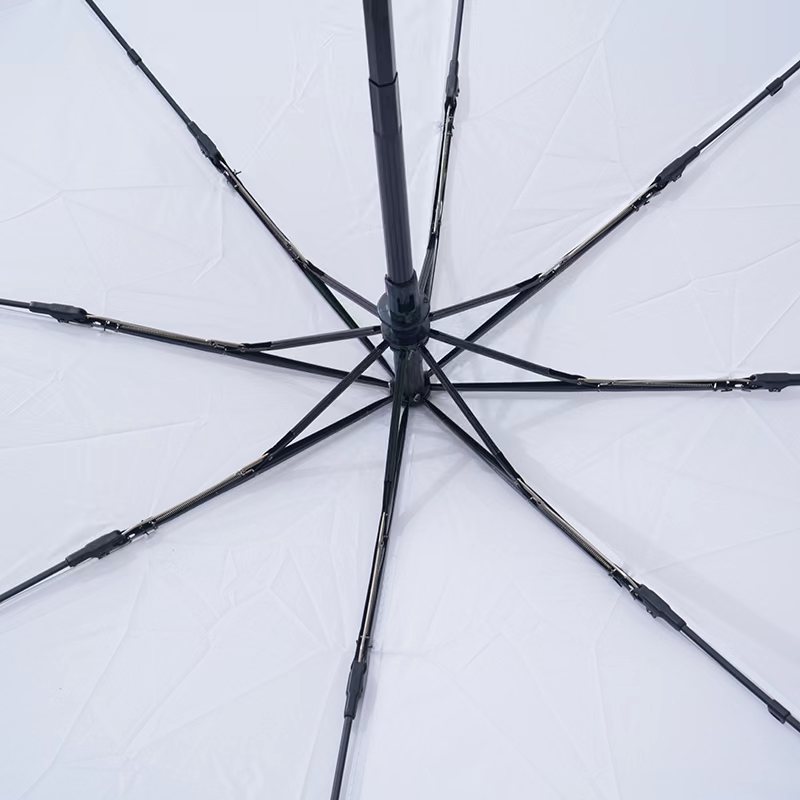 3052白色半自动三折伞折叠伞休闲工厂直供详情4