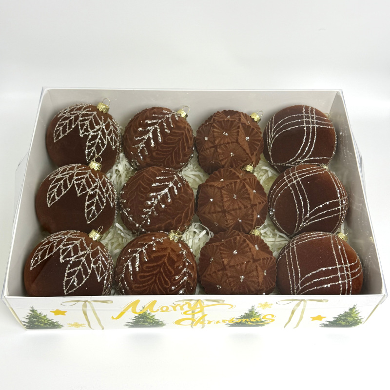 Cross-border new velvet Christmas ball set, Christmas window velvet balls, Christmas tree decoration, painted balls and hanging ornaments pic 7