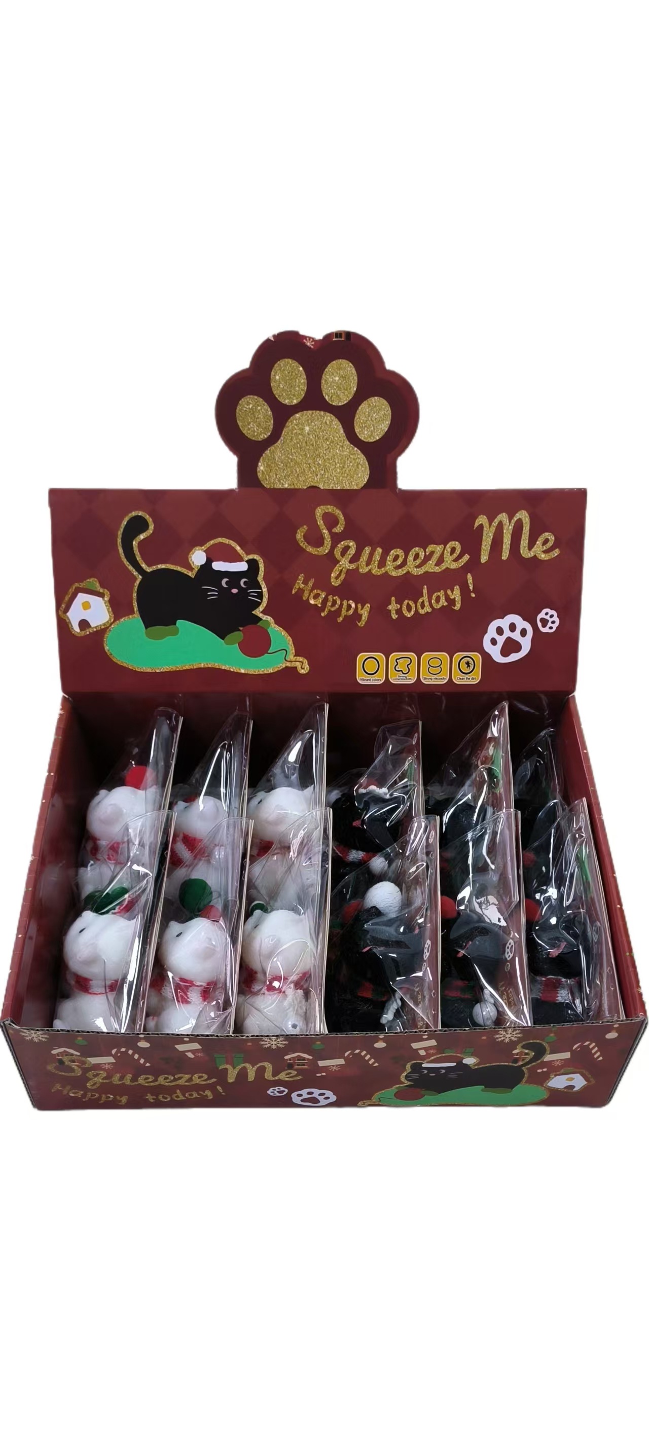 直销TPR软胶毛绒实心小猫捏捏乐黑猫白猫萌宠大团子卡通减压玩具详情16