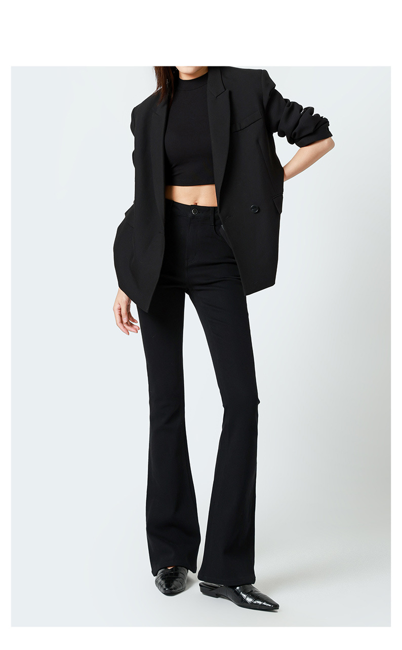 加绒/黑色高腰微喇叭牛仔裤女Jeans 巨显瘦纯紧身提臀25秋冬新款详情7