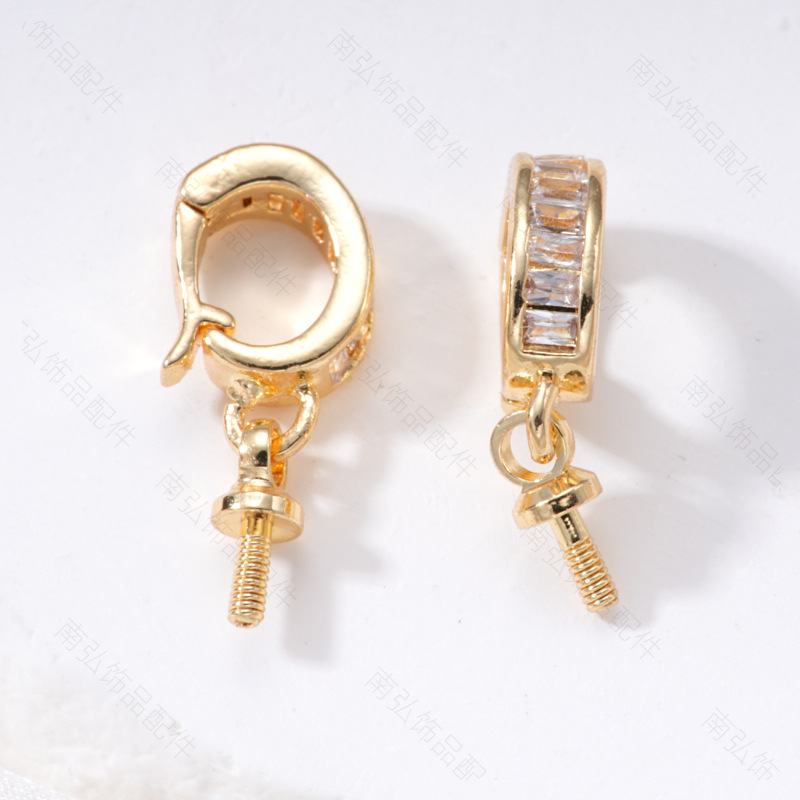 18K gold-plated color-preserving pearl necklace pendant buckle, micro-inlaid universal buckle strap, sheep eye needle empty stand accessory diy accessory pic 34