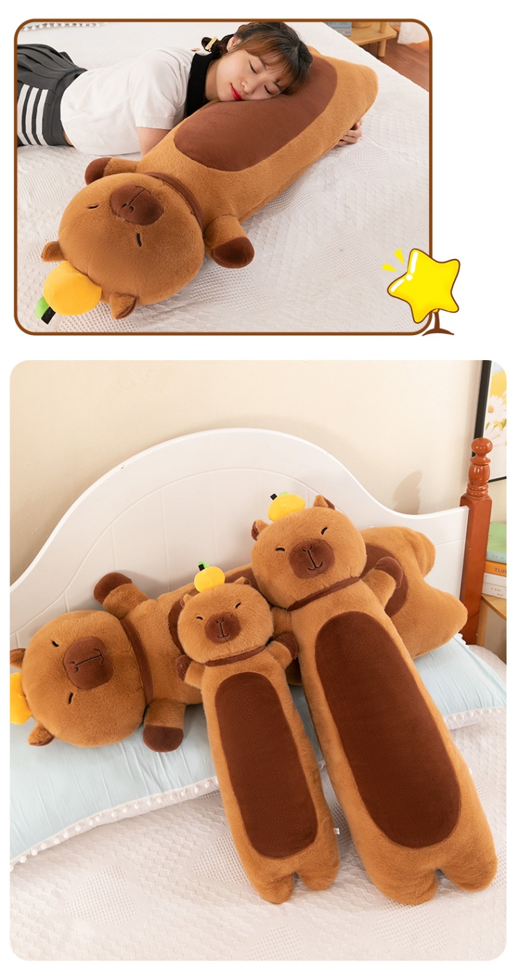 外贸创意长条卡皮巴拉抱枕可爱大号水豚公仔睡觉夹腿娃娃毛绒玩具详情14