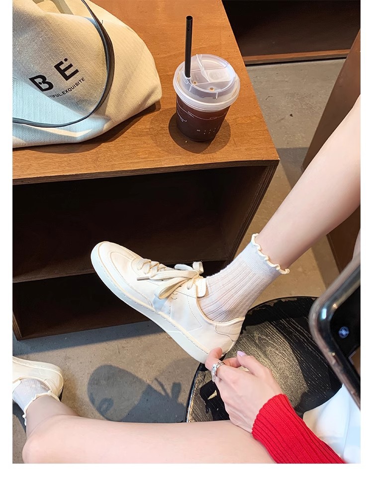 葡萄妈studiolee同款牛皮系带休闲百搭运动板鞋圆头小白鞋女新款详情42